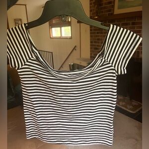 PS Basics Striped off the shoulder top